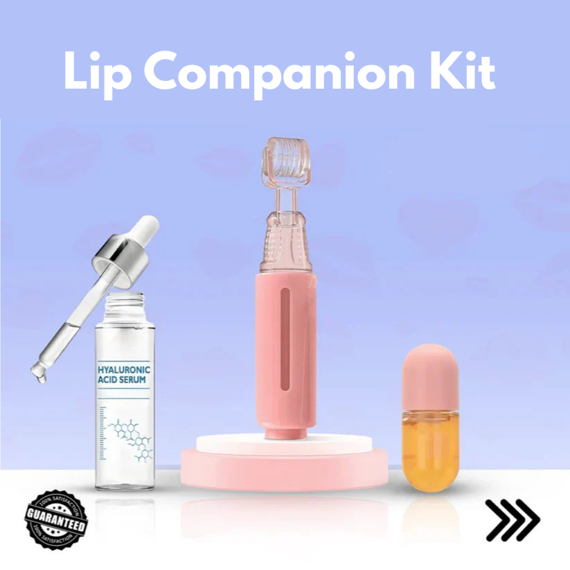 Lip Companion Kit with hyaluronic acid serum and applicator for enhanced lip care and hydration.